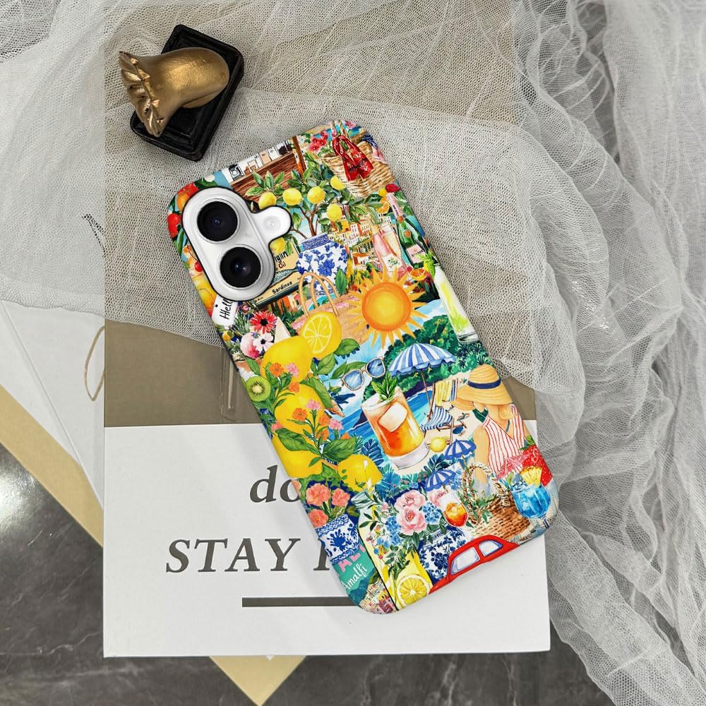 Case for iPhone 17,Lemon Summer Collage Phone Case Cover for Girls Women（Frosted & Durable）
