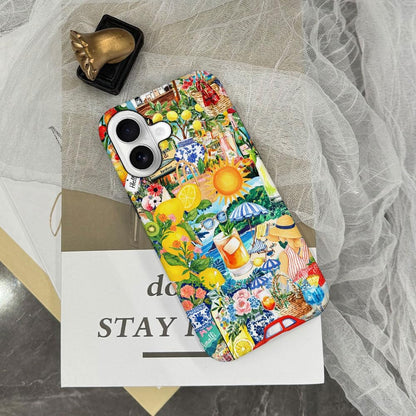 Case for iPhone 17,Lemon Summer Collage Phone Case Cover for Girls Women（Frosted & Durable）