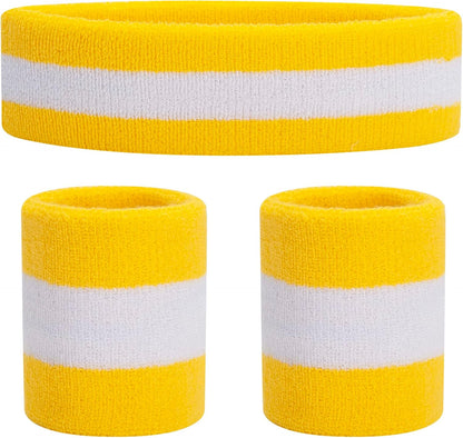 Sweatbands Set Headband Wristbands Neon Sports Fitness 80s Costumes Accessories 80s Workout Outfit for Men Women