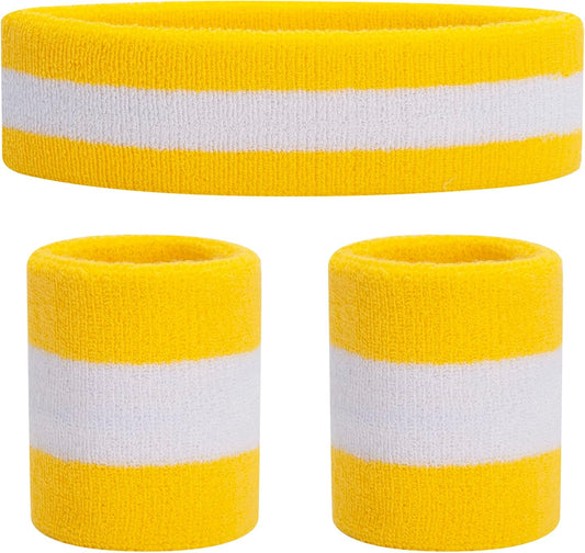 Sweatbands Set Headband Wristbands Neon Sports Fitness 80s Costumes Accessories 80s Workout Outfit for Men Women