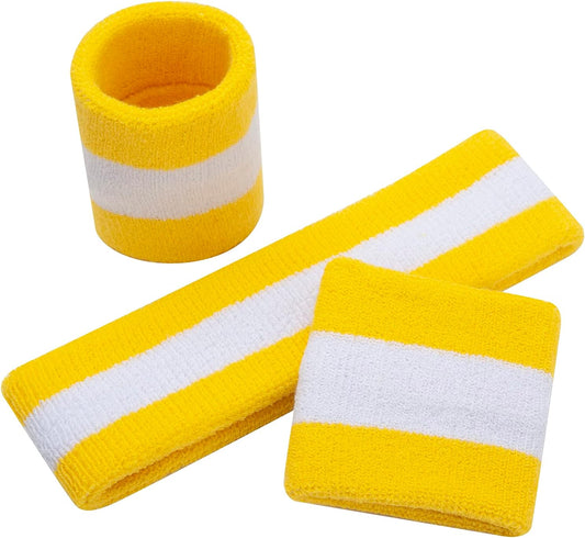 Sweatbands Set Headband Wristbands Neon Sports Fitness 80s Costumes Accessories 80s Workout Outfit for Men Women