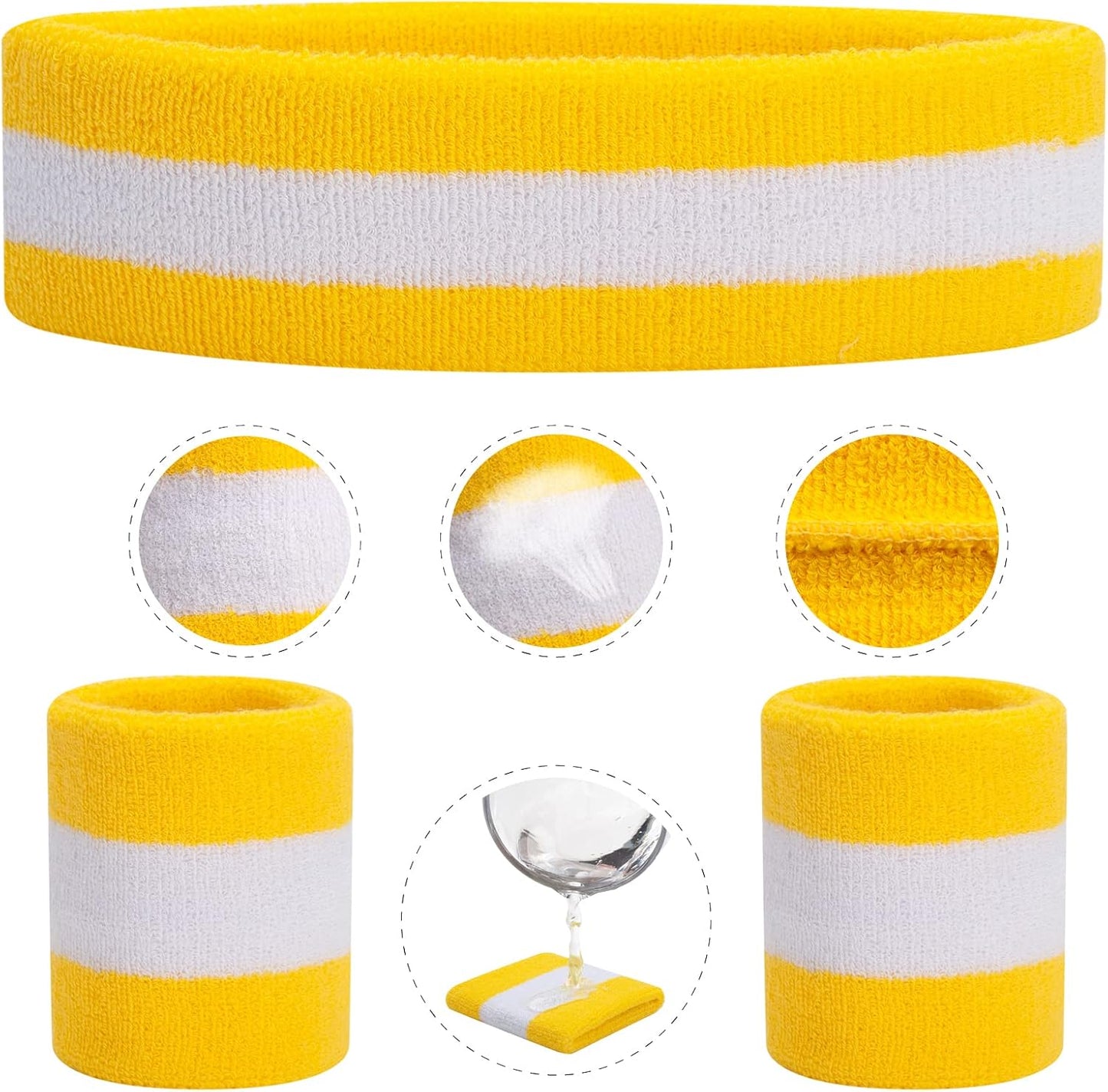 Sweatbands Set Headband Wristbands Neon Sports Fitness 80s Costumes Accessories 80s Workout Outfit for Men Women