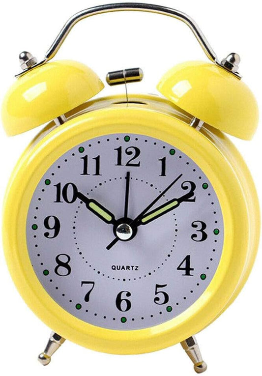 Home Decor Vintage Two Bell Study Alarm Clock Kids Bedside Desk Waking Up Clock Yellow
