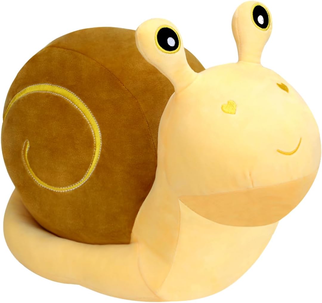 Snail Plush Pillow, Yellow 7.8 Inch, Cute Stuffed Animal Plushies | 4 Sizes Soft Snail Toy Plush, Hidden Zipper, Kawaii Home Decor Gifts for Adults and Kids