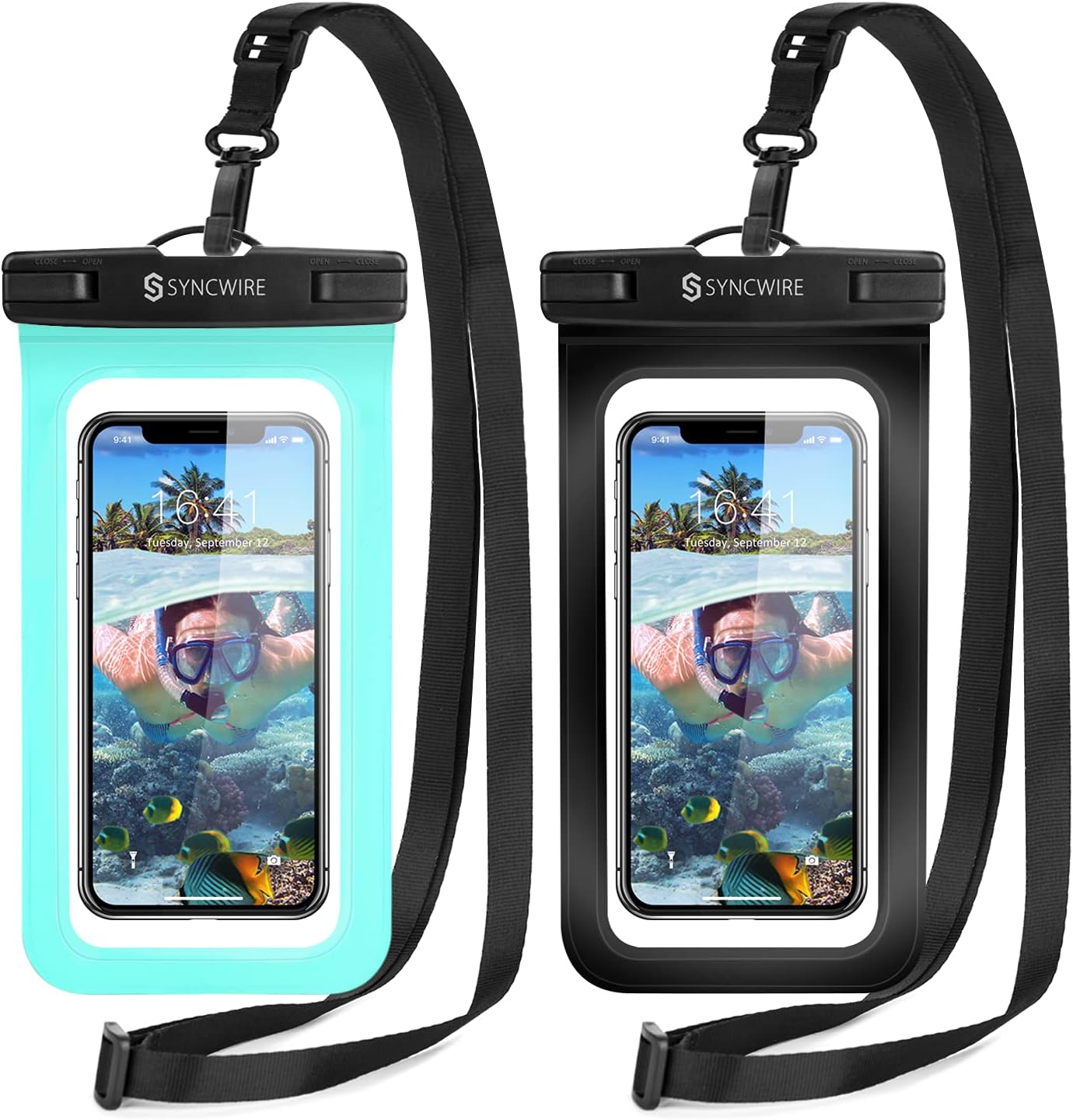 Waterproof Phone Pouch IPX8 Beach Cruise Travel Essentials 2 Pack | Cell Phone Dry Bag, Waterproof Phone Case for iPhone Samsung, Touch Screen, Adjustable Lanyard, UP to 7 Inches