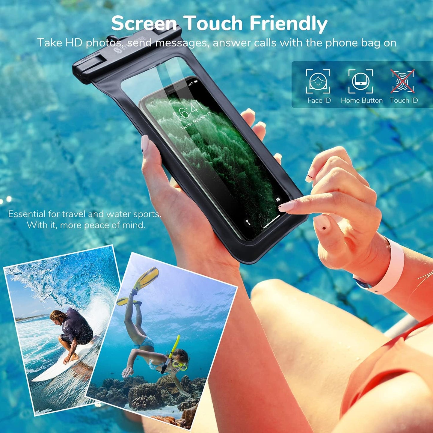 Waterproof Phone Pouch IPX8 Beach Cruise Travel Essentials 2 Pack | Cell Phone Dry Bag, Waterproof Phone Case for iPhone Samsung, Touch Screen, Adjustable Lanyard, UP to 7 Inches