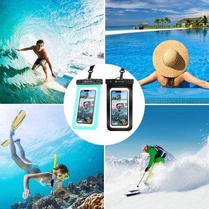 Waterproof Phone Pouch IPX8 Beach Cruise Travel Essentials 2 Pack | Cell Phone Dry Bag, Waterproof Phone Case for iPhone Samsung, Touch Screen, Adjustable Lanyard, UP to 7 Inches