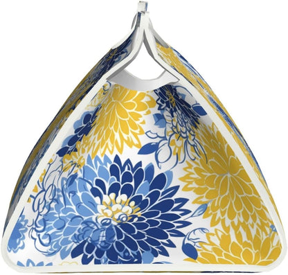 Flower Blue Floral Yellow Rectangular Tissue Box Cover, Square Tissue Boxes Holder for Home Bathroom Car Office Countertop Decor 7.9"x4.9"x4.5"
