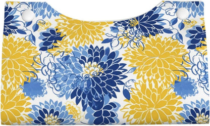 Flower Blue Floral Yellow Rectangular Tissue Box Cover, Square Tissue Boxes Holder for Home Bathroom Car Office Countertop Decor 7.9"x4.9"x4.5"