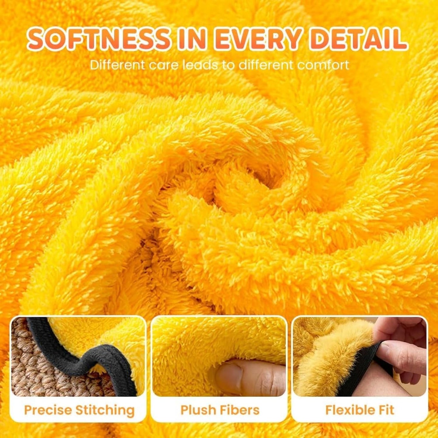 Pet Grooming Gloves – Dog & Cat Bath Gloves with Quick-Dry Absorbent Microfiber, Gentle Bathing & Drying Gloves for Washing, Massaging & Shedding, 10.2x7.9x0.79in (Yellow,1)