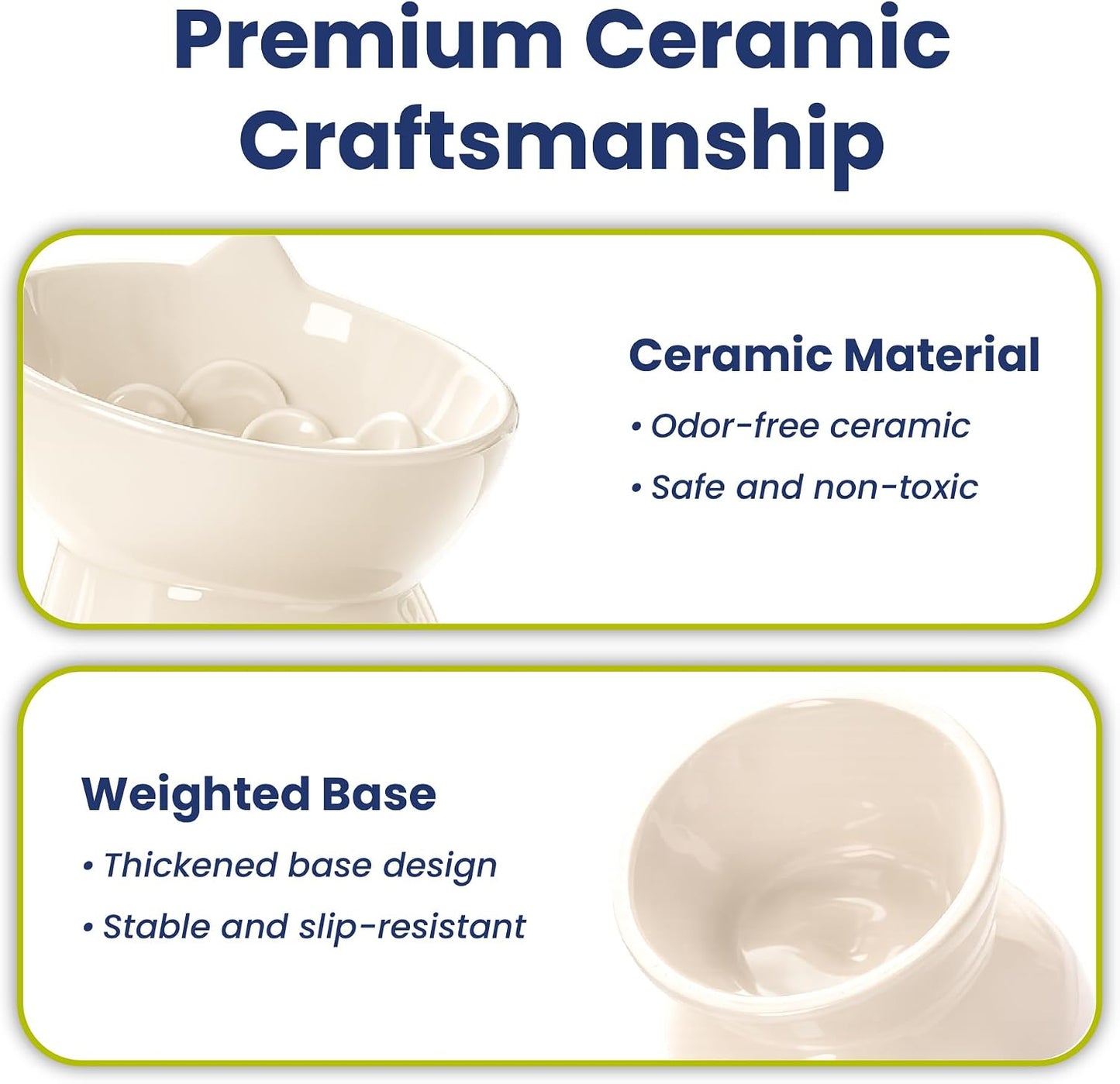 Lynx Ceramic Raised Slow Dog & Cat Elevated Food Bowl, Daisy Yellow | Tilted 15° Elevated Pet Food Bowl, Whisker-Friendly, Anti-Choking Dish, Dishwasher Safe, Nonslip, Food Grade Material