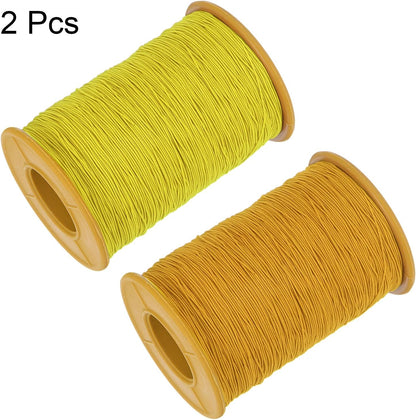 2pcs Elastic Sewing Thread 547 Yards 0.5mm Thickness Latex Tailoring Craft Sewing Thread for Hand Sewing, Gathering, Embroidery, Sewing Machine, Gold Yellow & Yellow