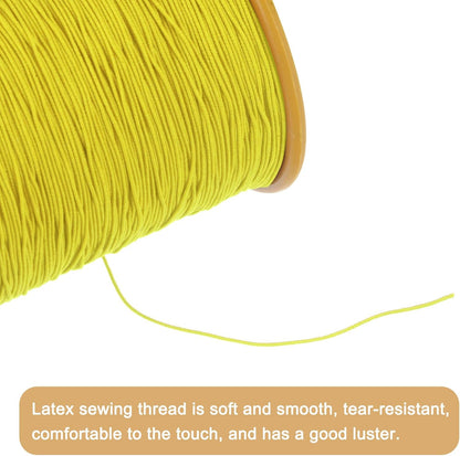 2pcs Elastic Sewing Thread 547 Yards 0.5mm Thickness Latex Tailoring Craft Sewing Thread for Hand Sewing, Gathering, Embroidery, Sewing Machine, Gold Yellow & Yellow