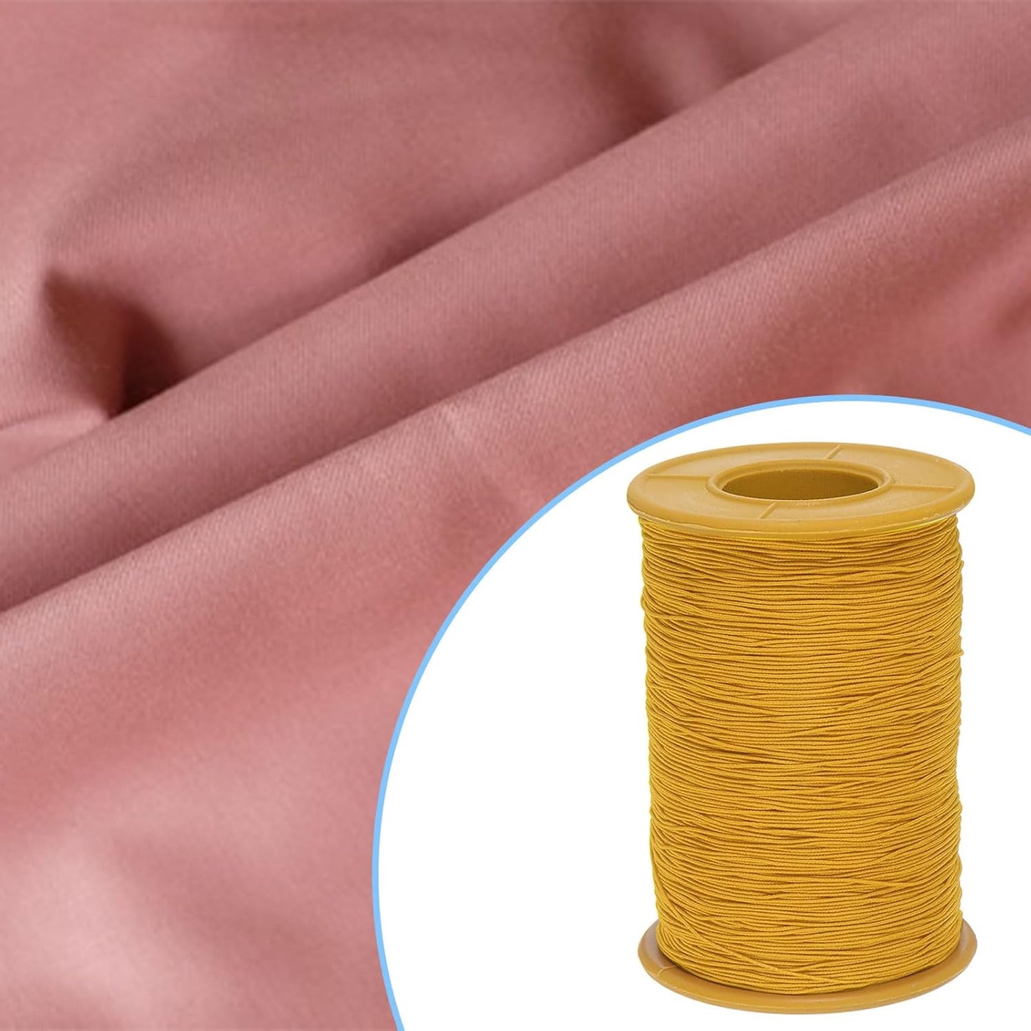 2pcs Elastic Sewing Thread 547 Yards 0.5mm Thickness Latex Tailoring Craft Sewing Thread for Hand Sewing, Gathering, Embroidery, Sewing Machine, Gold Yellow & Yellow