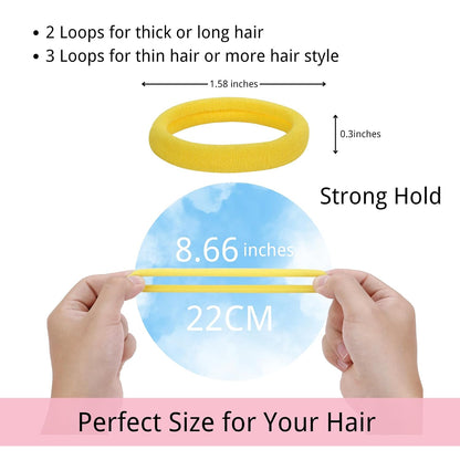 120 Pcs Yellow Hair Ties for Women, No Damage Soft Seamless Nylon Hair Elastics for Thick Hair, Ponytail Holders, Solid Yellow Hair Accessories