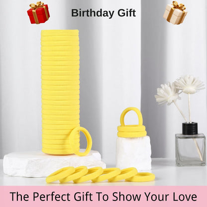 120 Pcs Yellow Hair Ties for Women, No Damage Soft Seamless Nylon Hair Elastics for Thick Hair, Ponytail Holders, Solid Yellow Hair Accessories