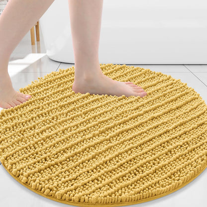 Round Bathroom Rugs 24x24, Extra Soft Thick Absorbent Shaggy Chenille Bath Rugs, Machine Wash Dry, Bath Mats for Bathroom Floor, Tub and Shower, Home Decor Accessories, Yellow
