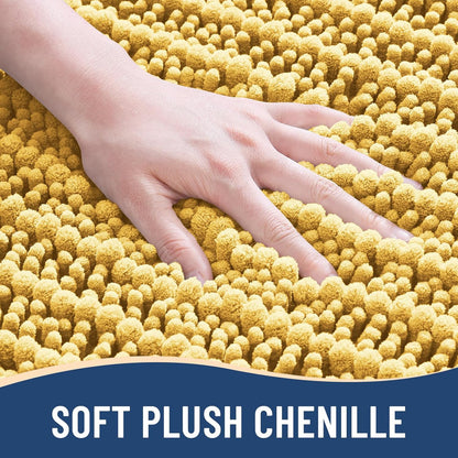 Round Bathroom Rugs 24x24, Extra Soft Thick Absorbent Shaggy Chenille Bath Rugs, Machine Wash Dry, Bath Mats for Bathroom Floor, Tub and Shower, Home Decor Accessories, Yellow
