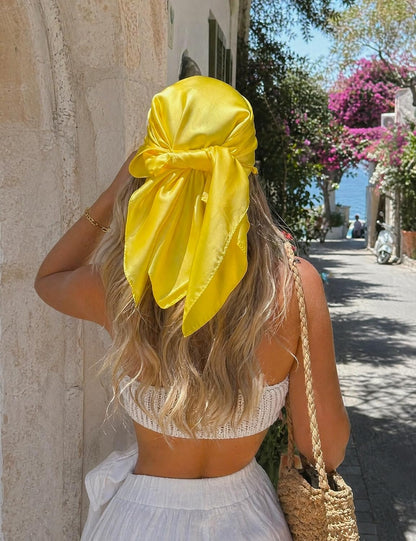 Women Square Scarf 27.5" Emulation Silk Head Bandanas Neckerchief | Neck Scarf, Solid Color Satin scarves,fashion Handbag Hair Ribbons, neck carré, 50s Retro Headwear,Light Weight Soft