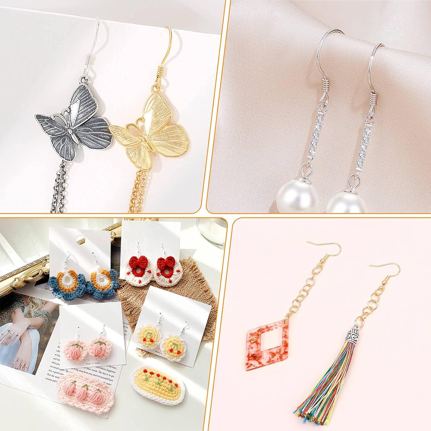Hypoallergenic Earring Making Kit, 2000Pcs Earring Making Supplies Kit with Hypoallergenic Hooks, Earring Findings, Backs, Pins Jump Rings for Jewelry Making Supplies