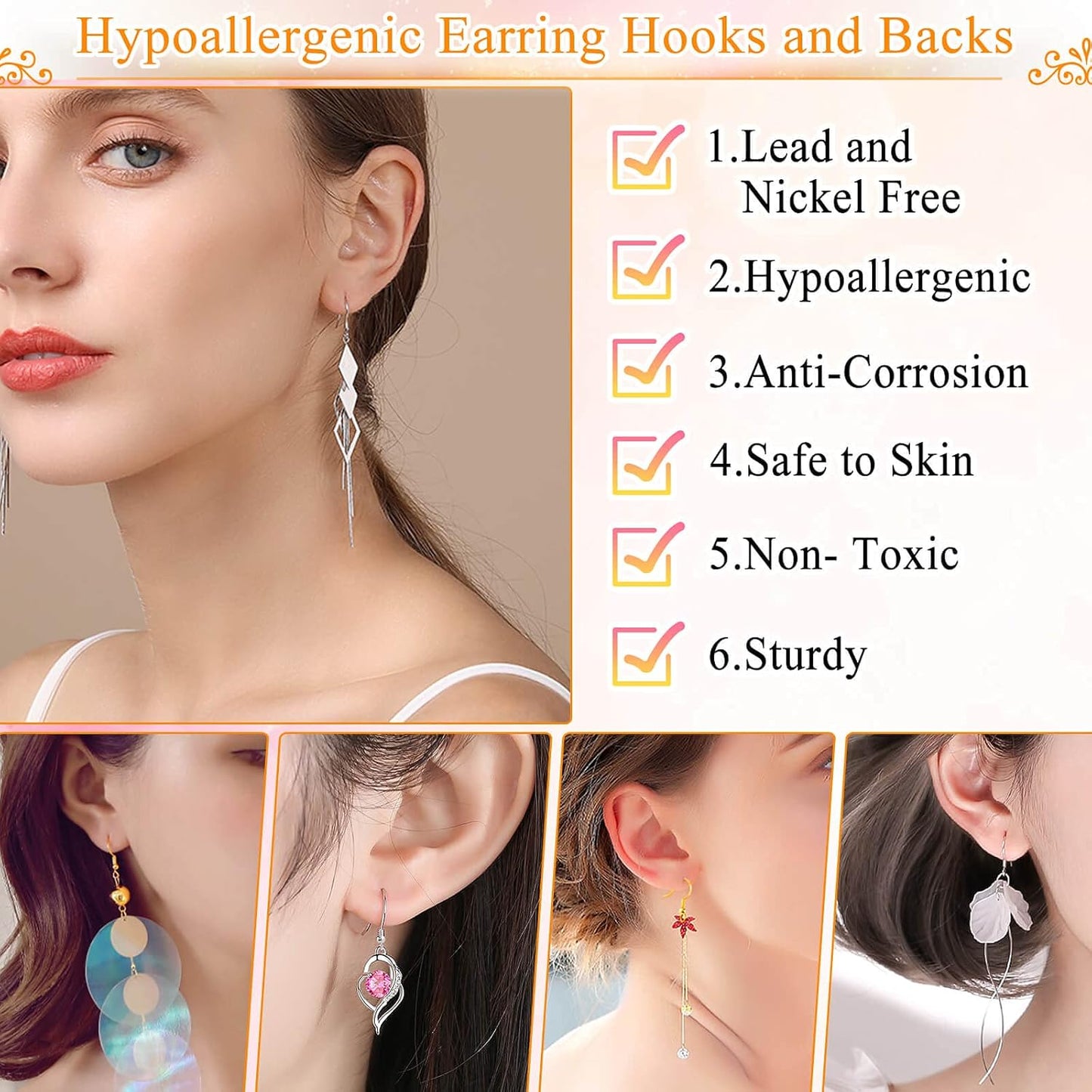 Hypoallergenic Earring Making Kit, 2000Pcs Earring Making Supplies Kit with Hypoallergenic Hooks, Earring Findings, Backs, Pins Jump Rings for Jewelry Making Supplies