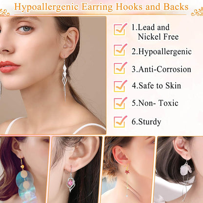Hypoallergenic Earring Making Kit, 2000Pcs Earring Making Supplies Kit with Hypoallergenic Hooks, Earring Findings, Backs, Pins Jump Rings for Jewelry Making Supplies