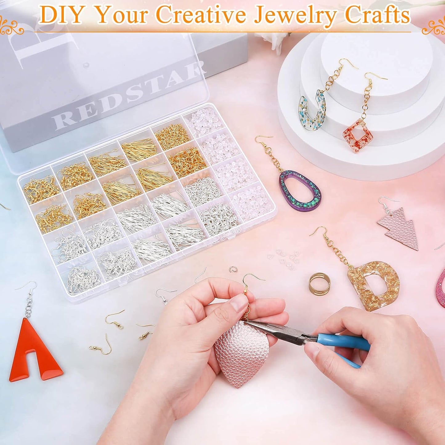 Hypoallergenic Earring Making Kit, 2000Pcs Earring Making Supplies Kit with Hypoallergenic Hooks, Earring Findings, Backs, Pins Jump Rings for Jewelry Making Supplies