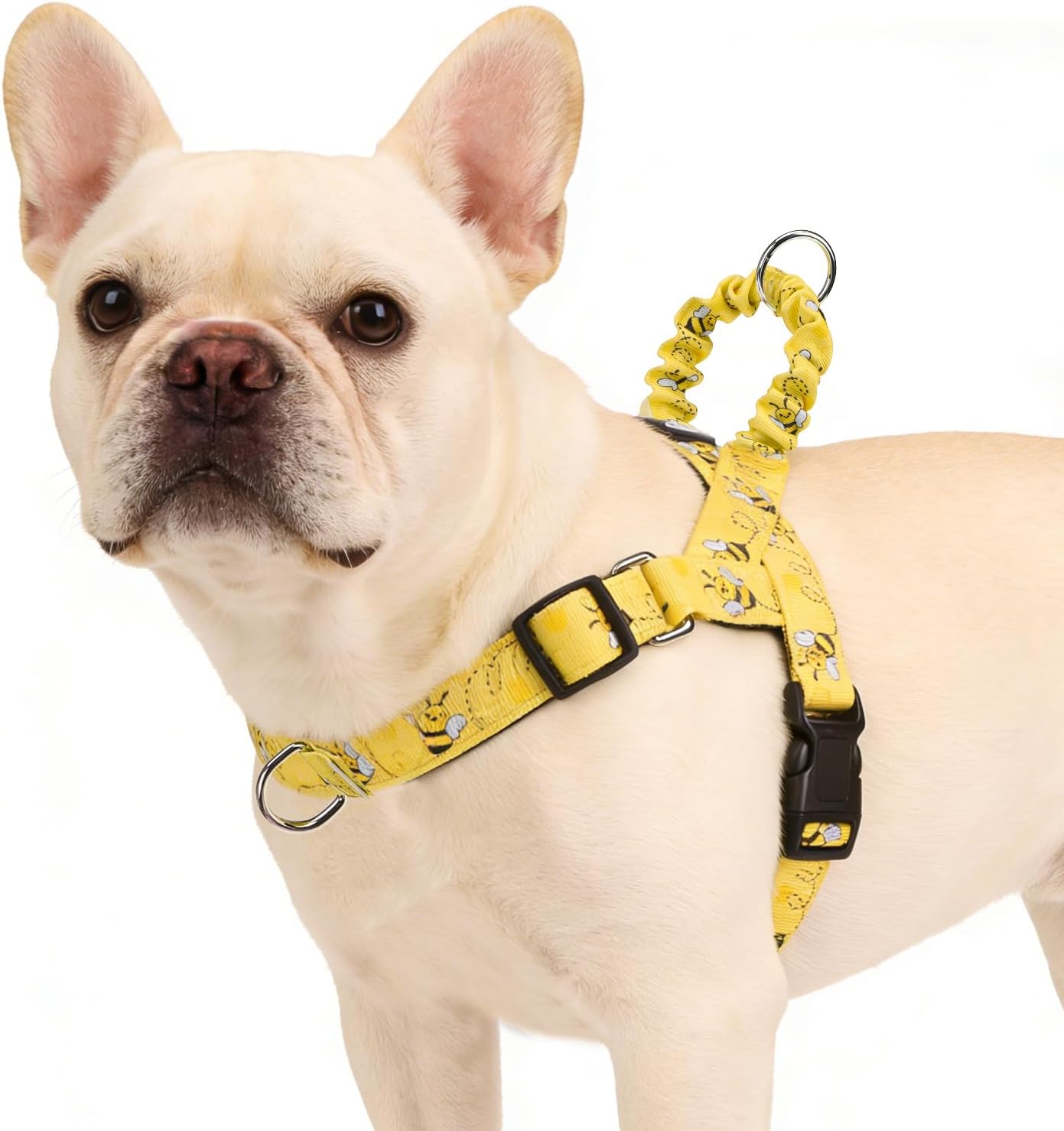 No Pull Dog Harness Small Sized Dog, Adjustable Reflective Pet Vest Harness with Bungee Handle, Escape Proof No Choke Harness for Small Dogs Walking Training, Yellow Bee S