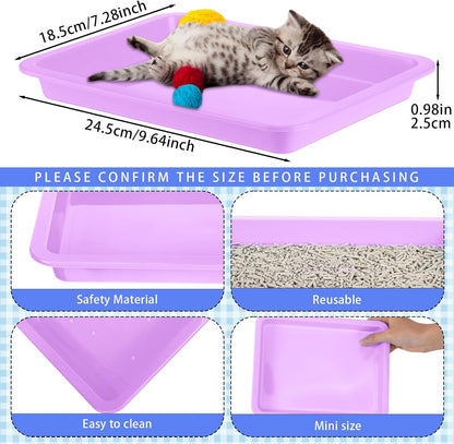 10 Pcs Small Litter Box for Kittens 9.65"*7.28''*0.98'' Plastic Portable Small Cat Litter Pan Low Entry Kitten Tray Waterproof Travel Toilet Bunny Supplies(Colorful)