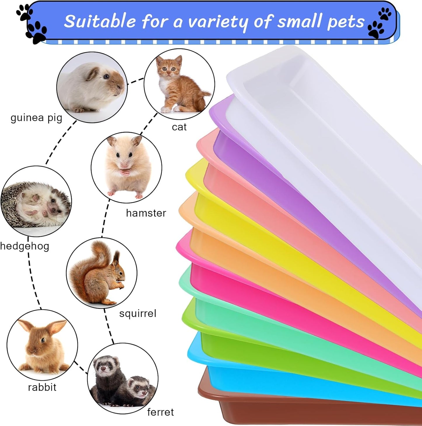 10 Pcs Small Litter Box for Kittens 9.65"*7.28''*0.98'' Plastic Portable Small Cat Litter Pan Low Entry Kitten Tray Waterproof Travel Toilet Bunny Supplies(Colorful)
