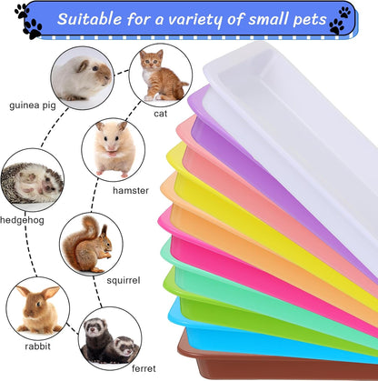 10 Pcs Small Litter Box for Kittens 9.65"*7.28''*0.98'' Plastic Portable Small Cat Litter Pan Low Entry Kitten Tray Waterproof Travel Toilet Bunny Supplies(Colorful)