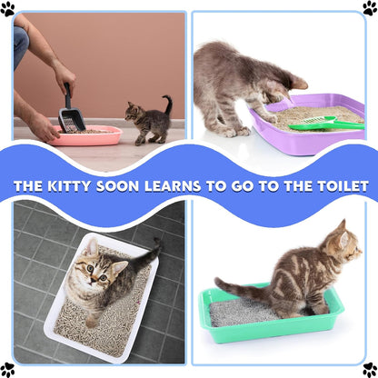 10 Pcs Small Litter Box for Kittens 9.65"*7.28''*0.98'' Plastic Portable Small Cat Litter Pan Low Entry Kitten Tray Waterproof Travel Toilet Bunny Supplies(Colorful)