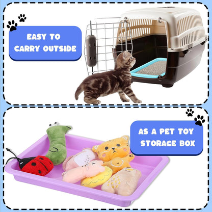 10 Pcs Small Litter Box for Kittens 9.65"*7.28''*0.98'' Plastic Portable Small Cat Litter Pan Low Entry Kitten Tray Waterproof Travel Toilet Bunny Supplies(Colorful)