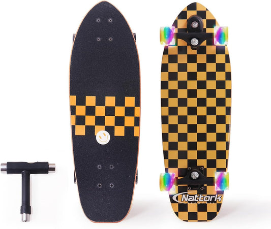 Complete Kid Skateboards 29" x 9" Youth Cruiser Skateboard for Beginners Double Kick Deck Concave Girls or Boys Skateboard