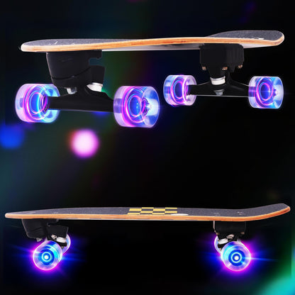 Complete Kid Skateboards 29" x 9" Youth Cruiser Skateboard for Beginners Double Kick Deck Concave Girls or Boys Skateboard