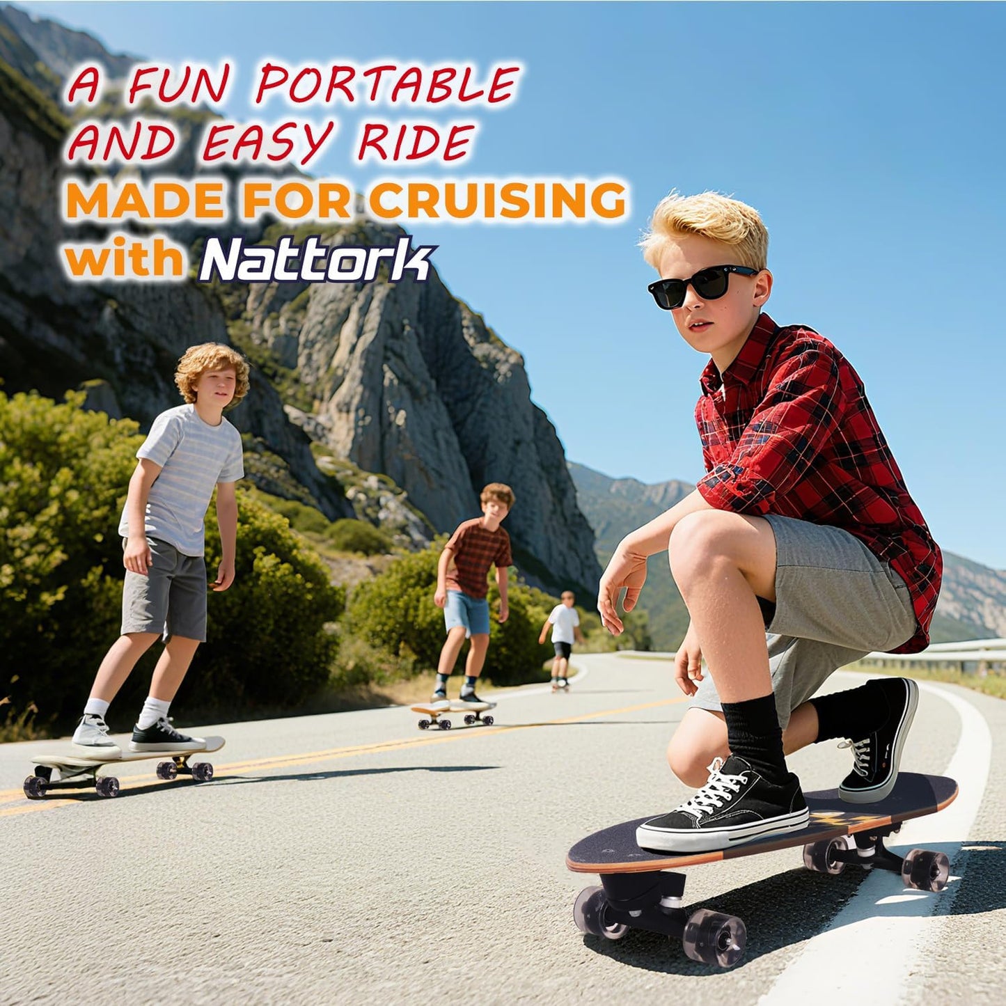 Complete Kid Skateboards 29" x 9" Youth Cruiser Skateboard for Beginners Double Kick Deck Concave Girls or Boys Skateboard