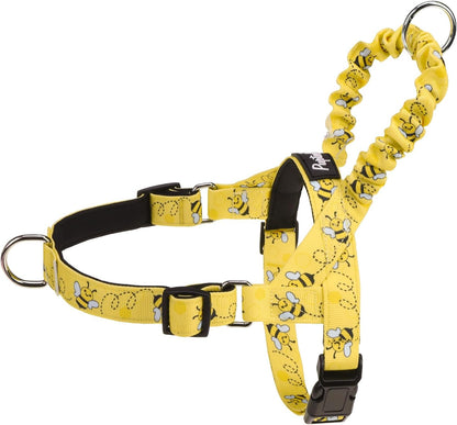No Pull Dog Harness Small Sized Dog, Adjustable Reflective Pet Vest Harness with Bungee Handle, Escape Proof No Choke Harness for Small Dogs Walking Training, Yellow Bee M