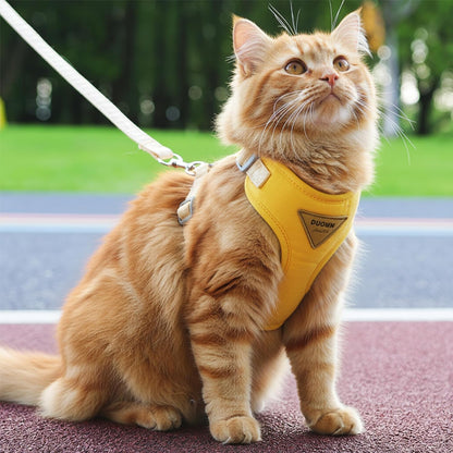 Escape-Proof Cat Harness and Leash Set - Adjustable and Comfortable - Ideal for Walking Cat Outdoors - Fits Small Dogs, Kittens, Medium, and Large Cats (Yellow, S)