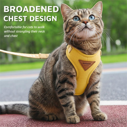 Escape-Proof Cat Harness and Leash Set - Adjustable and Comfortable - Ideal for Walking Cat Outdoors - Fits Small Dogs, Kittens, Medium, and Large Cats (Yellow, S)