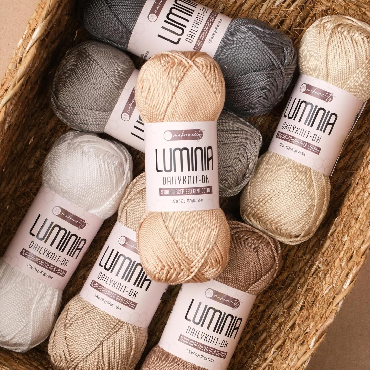 Luminia Mercerized Giza Cotton Yarn, Lightweight #3 DK Yarn for Knitting & Crochet, 50g/137yd, Soft Silky Shine Perfect for Summer Garments, Tops & Baby Projects (Light Yellow, 1 Skein)
