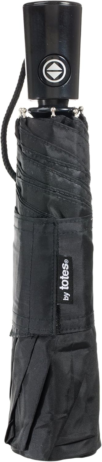 Automatic Open Close Water-Resistant Travel Folding Umbrella, (Black)