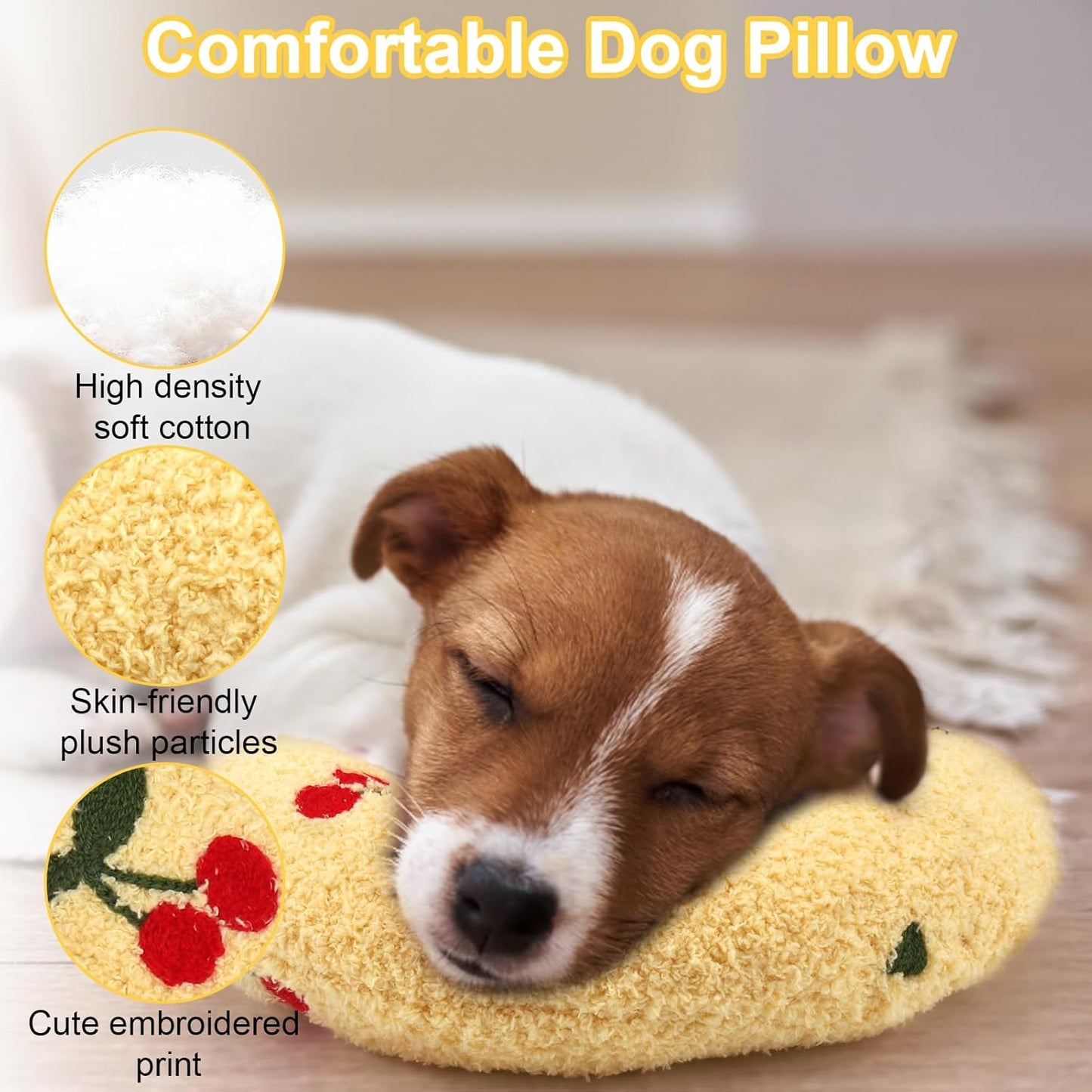 Dog Pillow, Anxiety Relief Pillow for Dog | Ultra Soft High Density Calming Pillow for Joint Relief Sleeping Improve, Pet Calming Toy Yellow