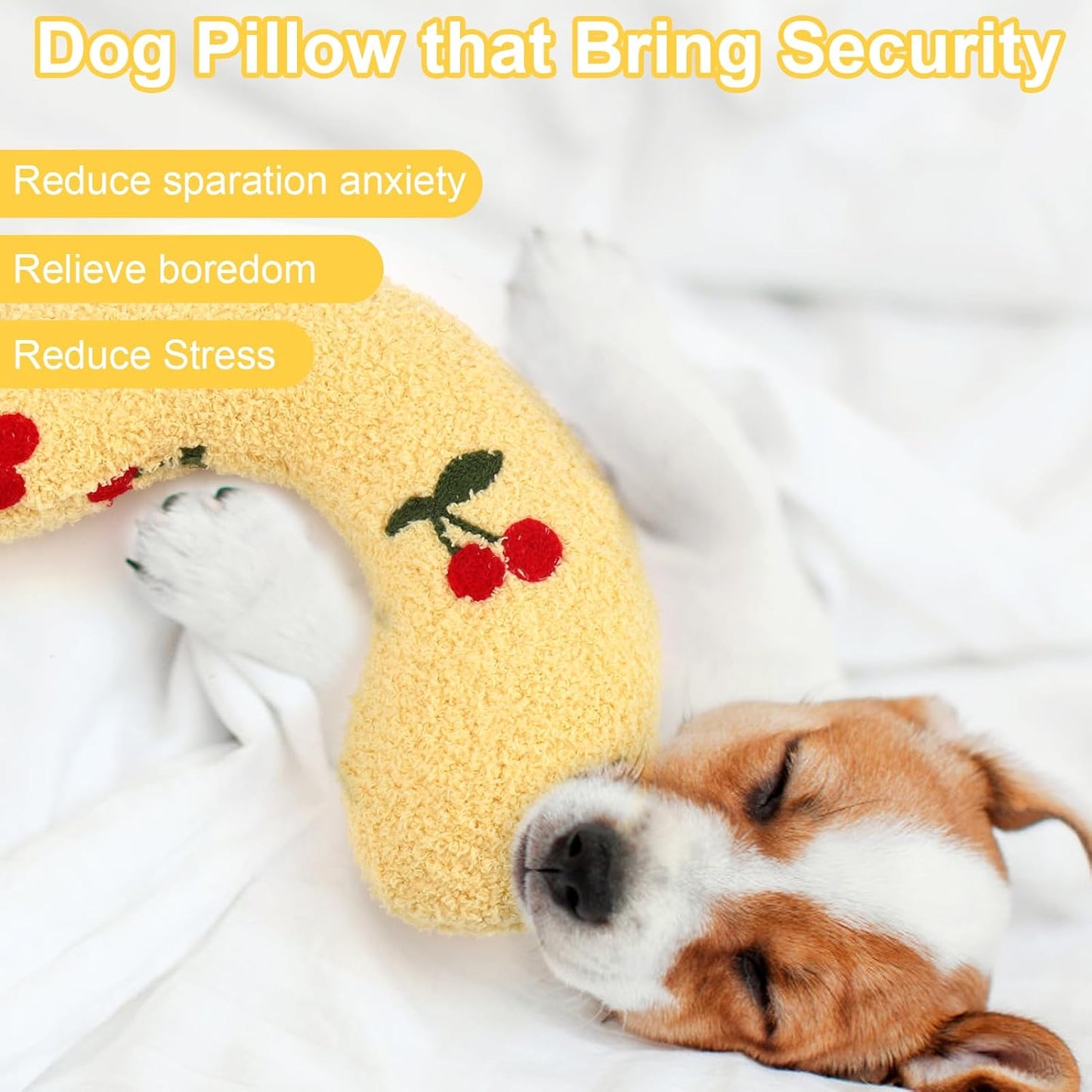 Dog Pillow, Anxiety Relief Pillow for Dog | Ultra Soft High Density Calming Pillow for Joint Relief Sleeping Improve, Pet Calming Toy Yellow