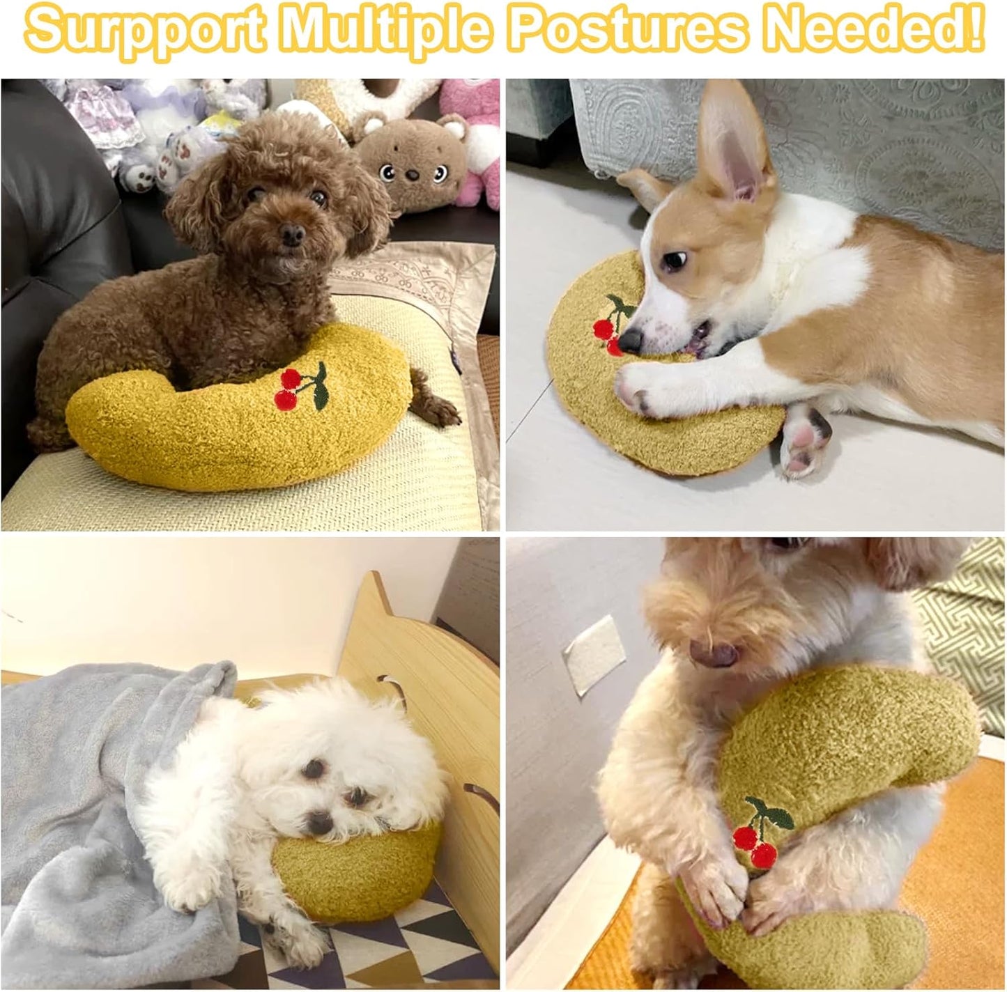 Dog Pillow, Anxiety Relief Pillow for Dog | Ultra Soft High Density Calming Pillow for Joint Relief Sleeping Improve, Pet Calming Toy Yellow