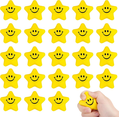 24PCS for Star Stress Balls Cute Mini Face Foam Toys 2.16Inch Mini Stress Relief Balls for Kids Adults Classroom Anxious Fidget Sensory Party Decorations Supplies