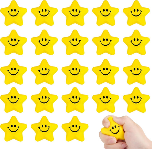 24PCS for Star Stress Balls Cute Mini Face Foam Toys 2.16Inch Mini Stress Relief Balls for Kids Adults Classroom Anxious Fidget Sensory Party Decorations Supplies
