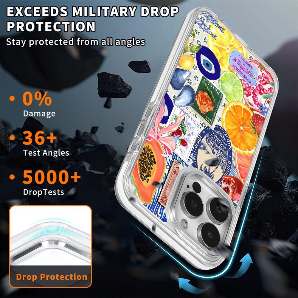 Case for iPhone 16 Pro,Fruit Lemon European Summer Collage Phone Case for Girl Women,Compatible with MagSafe,Scratch Resistant Shockproof Cover Clear Phone Case for iPhone 16 Pro