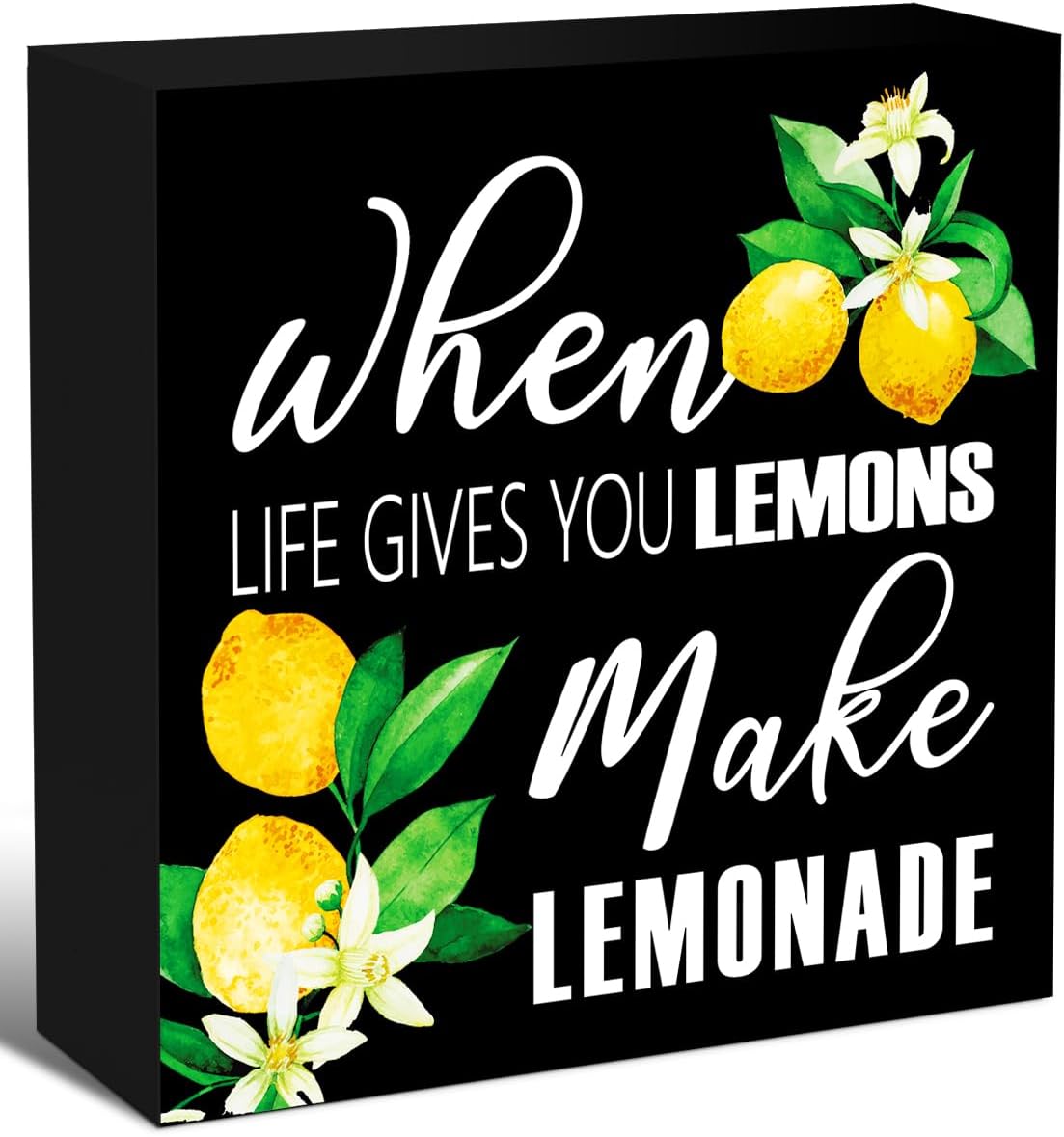 Lemons Kitchen Decor Sign For Countertops, When Life Gives You Lemons Make Lemonade Sign, Small Lemon Theme Yellow Kitchen Decor Accessories For Desk Shelf, Lemonade Bar Signs V517