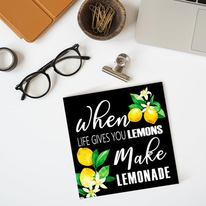 Lemons Kitchen Decor Sign For Countertops, When Life Gives You Lemons Make Lemonade Sign, Small Lemon Theme Yellow Kitchen Decor Accessories For Desk Shelf, Lemonade Bar Signs V517