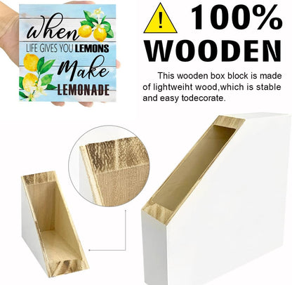 Lemons Kitchen Decor Sign For Countertops, When Life Gives You Lemons Make Lemonade Sign, Small Lemon Theme Yellow Kitchen Decor Accessories For Desk Shelf, Lemonade Bar Signs V517